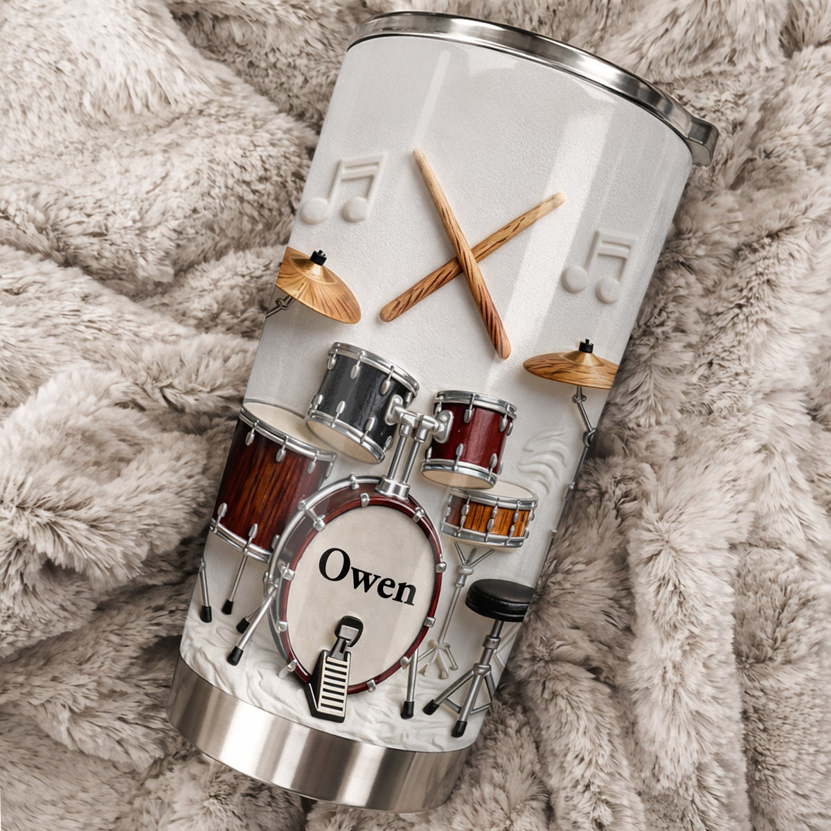 A Passion For Rhythm Drum Set And Musical Notes - Personalized Custom Stainless Steel Tumbler 20oz 30oz - JBS135_TB