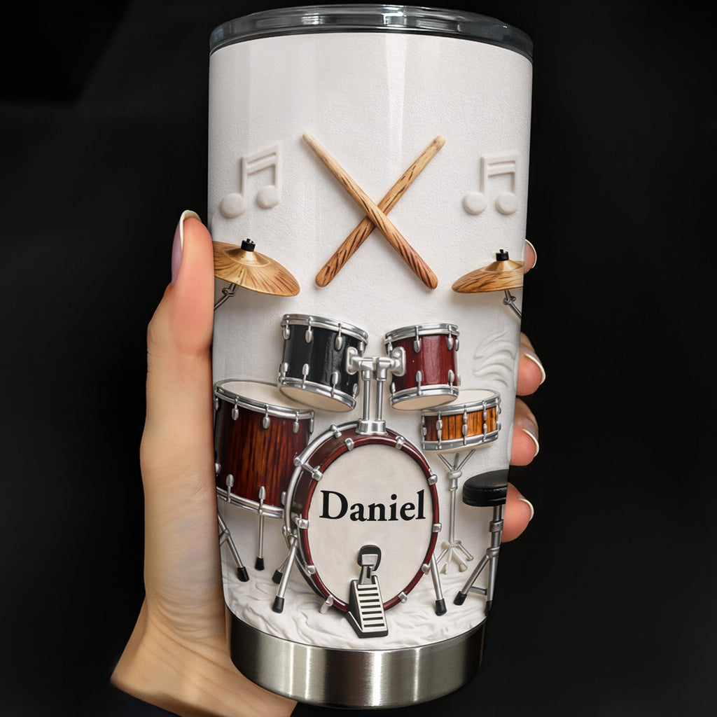 A Passion For Rhythm Drum Set And Musical Notes - Personalized Custom Stainless Steel Tumbler 20oz 30oz - JBS135_TB