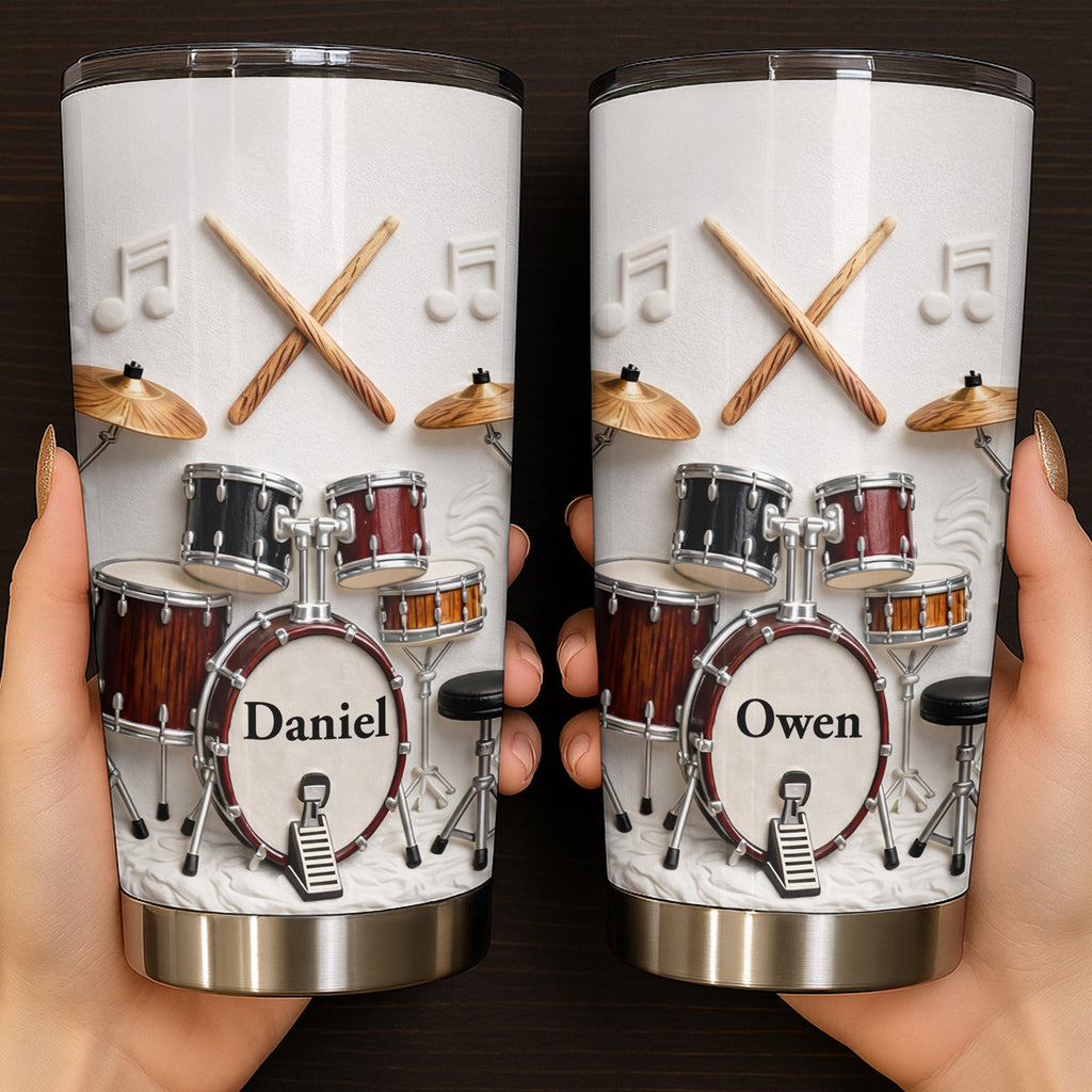 A Passion For Rhythm Drum Set And Musical Notes - Personalized Custom Stainless Steel Tumbler 20oz 30oz - JBS135_TB