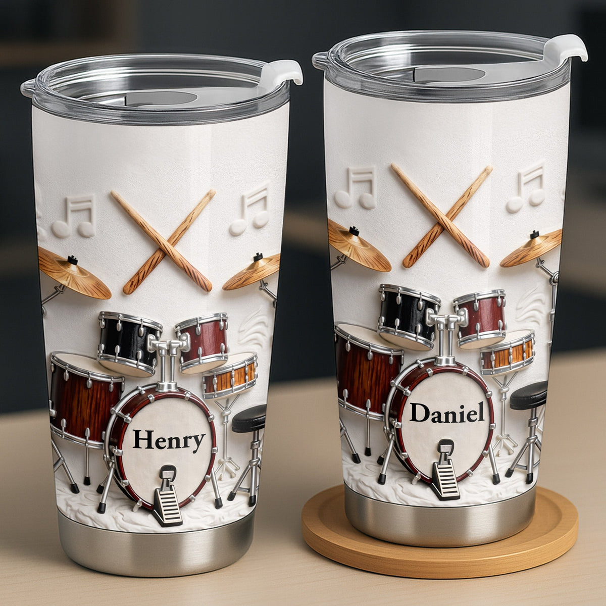 A Passion For Rhythm Drum Set And Musical Notes - Personalized Custom Stainless Steel Tumbler 20oz 30oz - JBS135_TB