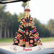 A Glamorous Holiday Makeup Lover Christmas Tree Palette And Lipstick - Personalized Custom Acrylic Ornament, Christmas Gift - JBS353_ACO