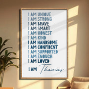 I Am Unique, Strong, Brave Typography Poster - Personalized Custom Vertical Poster - KID294_VPOS