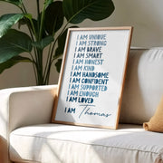 I Am Unique, Strong, Brave Typography Poster - Personalized Custom Vertical Poster - KID294_VPOS