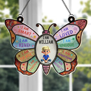 I Am Smart, I Am Kind, Positive Affirmations Butterfly - Personalized Custom Suncatcher - KID479_CSUN