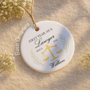 First Year As A Lawyer With Scales Of Justice - Personalized Custom Ceramic Ornament With Round Shape - LAW008_RCE