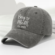 Boy Mom Est With Heart Custom Year - Personalized Custom Washed Denim Cap - MOM291_WDCAP