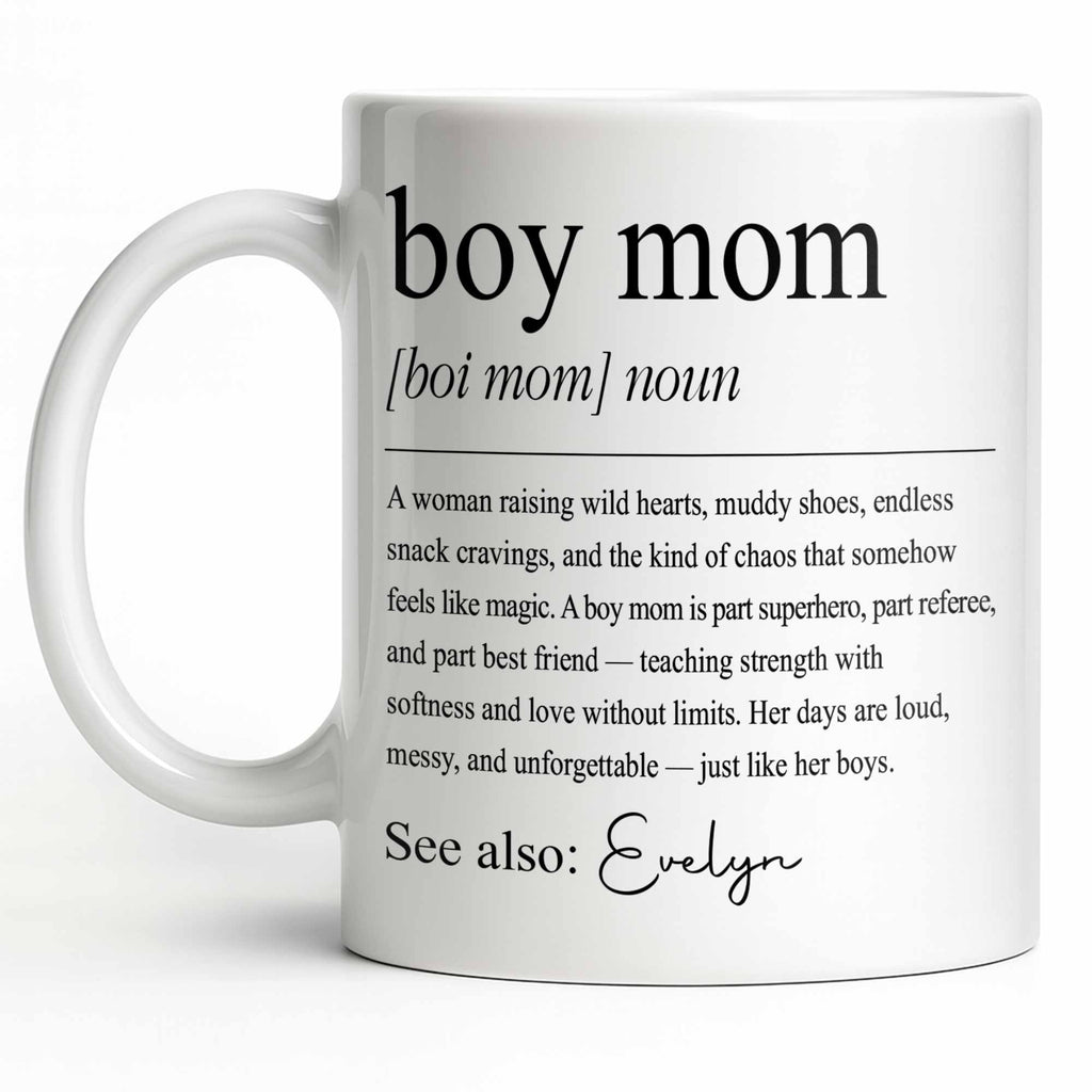 Boy Mom Raising Wild Hearts Dictionary Definition Typography - Personalized Custom Coffee Mug - MOM295_MG