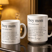 Boy Mom Raising Wild Hearts Dictionary Definition Typography - Personalized Custom Coffee Mug - MOM295_MG