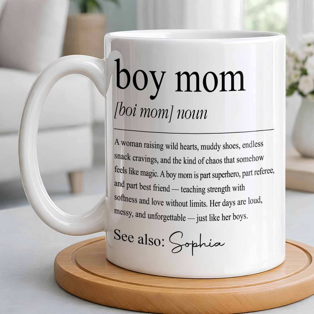 Boy Mom Raising Wild Hearts Dictionary Definition Typography - Personalized Custom Coffee Mug - MOM295_MG