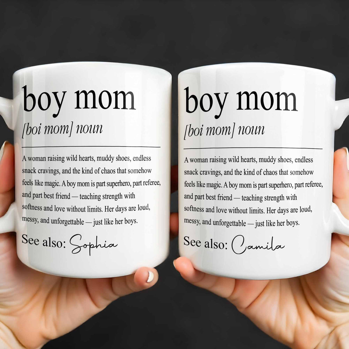 Boy Mom Raising Wild Hearts Dictionary Definition Typography - Personalized Custom Coffee Mug - MOM295_MG
