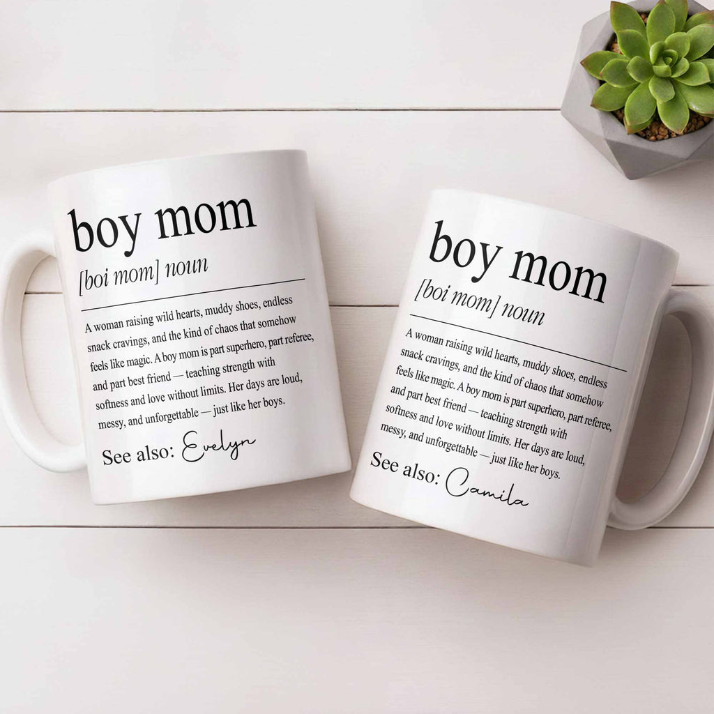 Boy Mom Raising Wild Hearts Dictionary Definition Typography - Personalized Custom Coffee Mug - MOM295_MG