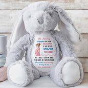 Hi Mommy Grandma Says You Are Awesome Pregnant Woman And Butterflies - Personalized Stuffed Bunny - MOM373_BUN