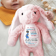 Hi Mommy Grandma Says You Are Awesome Pregnant Woman And Butterflies - Personalized Stuffed Bunny - MOM373_BUN
