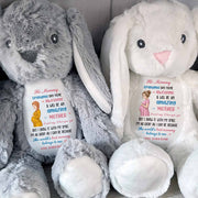Hi Mommy Grandma Says You Are Awesome Pregnant Woman And Butterflies - Personalized Stuffed Bunny - MOM373_BUN