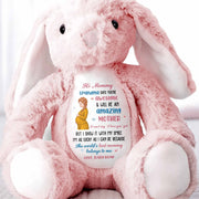 Hi Mommy Grandma Says You Are Awesome Pregnant Woman And Butterflies - Personalized Stuffed Bunny - MOM373_BUN