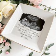 This Mother's Day Snuggled Up In Your Belly Ultrasound Photo Ceramic Dish - Personalized Custom Jewelry Dish, Square Ceramic Dish - MOM375_SCRD