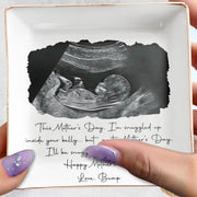 This Mother's Day Snuggled Up In Your Belly Ultrasound Photo Ceramic Dish - Personalized Custom Jewelry Dish, Square Ceramic Dish - MOM375_SCRD