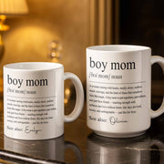 Boy Mom Definition With Custom Birth Month Flower Design - Personalized Custom Coffee Mug - MOM381_MG