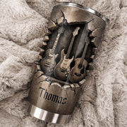Music Is The Soul Of Life 3D Effect Guitars And Stone Wall - Personalized Custom Stainless Steel Tumbler 20oz 30oz - MUSIC097_TB
