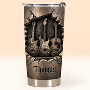 Music Is The Soul Of Life 3D Effect Guitars And Stone Wall - Personalized Custom Stainless Steel Tumbler 20oz 30oz - MUSIC097_TB