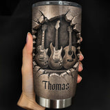 Music Is The Soul Of Life 3D Effect Guitars And Stone Wall - Personalized Custom Stainless Steel Tumbler 20oz 30oz - MUSIC097_TB