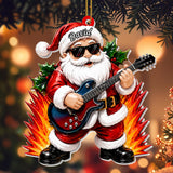 Rocking Around The Christmas Tree Santa Playing Electric Guitar - Personalized Custom Acrylic Ornament, Christmas Gift - MUSIC188_ACO