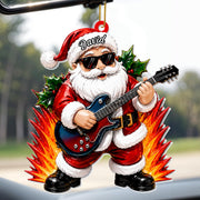 Rocking Around The Christmas Tree Santa Playing Electric Guitar - Personalized Custom Acrylic Ornament, Christmas Gift - MUSIC188_ACO