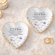The Bond Between An Aunt And Niece Unbreakable Flower Butterfly Heart - Personalized Custom Jewelry Dish, Ceramic Dish, Heart Shape - NCE022_HCRF