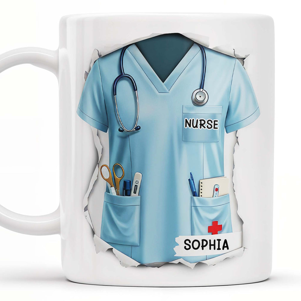 Behind Every Good Doctor Is A Great Nurse, Nurse Cap and Mask - Personalized Custom Coffee Mug - NUR010_MG