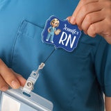Custom Cheerful Cartoon Nurse Badge Reel - Custom Acrylic Badge Reel - NUR014_AREEL