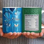 Nurse Nutrition Facts Compassion, Sleep, Courage Mug Design - Personalized Custom Coffee Mug - NUR060_MG