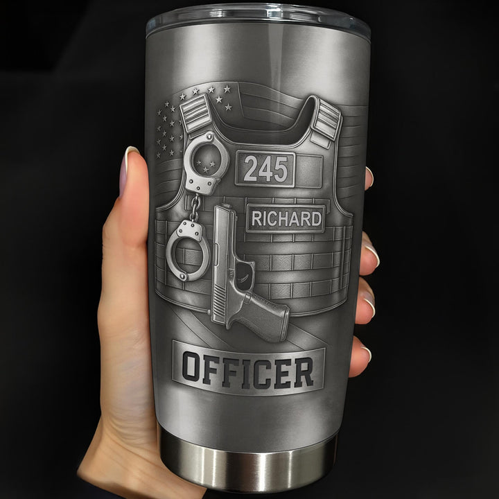 Honor Your Dedication, Police Badge Handcuffs Gun - Personalized Custom Stainless Steel Tumbler 20oz 30oz - OFC025_TB