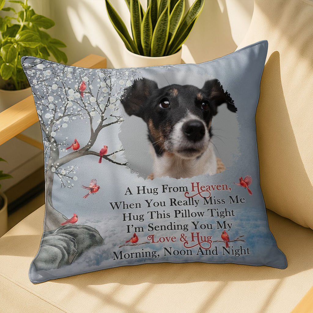A Hug From Heaven, Pillow With Dog And Birds - Personalized Custom Pillow, Insert Included - PME154_PLW