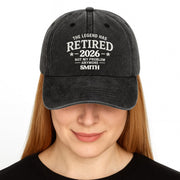 The Legend Has Retired Not My Problem Anymore Stars Design - Personalized Custom Washed Denim Cap - RETIRE120_WDCAP