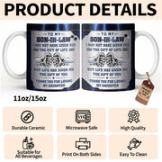 To My Son In Law Gift Of Life Fist Bump Metal Style - Personalized Custom Coffee Mug - SILA083_MG