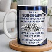 To My Son In Law Gift Of Life Fist Bump Metal Style - Personalized Custom Coffee Mug - SILA083_MG