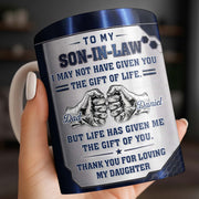 To My Son In Law Gift Of Life Fist Bump Metal Style - Personalized Custom Coffee Mug - SILA083_MG
