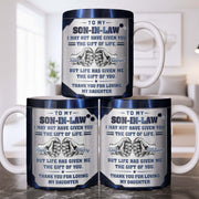 To My Son In Law Gift Of Life Fist Bump Metal Style - Personalized Custom Coffee Mug - SILA083_MG