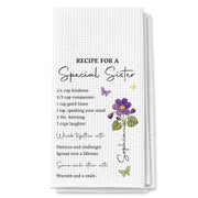 Recipe For A Special Sister With Purple Flower And Butterflies - Personalized Kitchen Towel - SIS057_TOWL