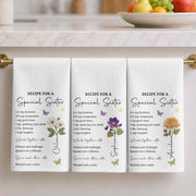Recipe For A Special Sister With Purple Flower And Butterflies - Personalized Kitchen Towel - SIS057_TOWL