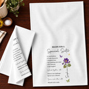 Recipe For A Special Sister With Purple Flower And Butterflies - Personalized Kitchen Towel - SIS057_TOWL