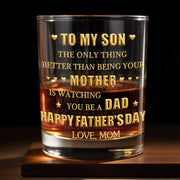 To My Son Better Than Being Your Mother Hearts Stars - Personalized Custom Whiskey Glass - SON156_RWG