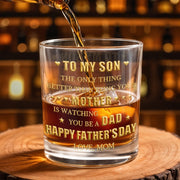 To My Son Better Than Being Your Mother Hearts Stars - Personalized Custom Whiskey Glass - SON156_RWG