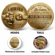 À Mon Fils Fist Bump Custom 3D Gold Effect French Message - Custom Commemorative Coin - SON241_KCOIN