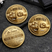 À Mon Fils Fist Bump Custom 3D Gold Effect French Message - Custom Commemorative Coin - SON241_KCOIN
