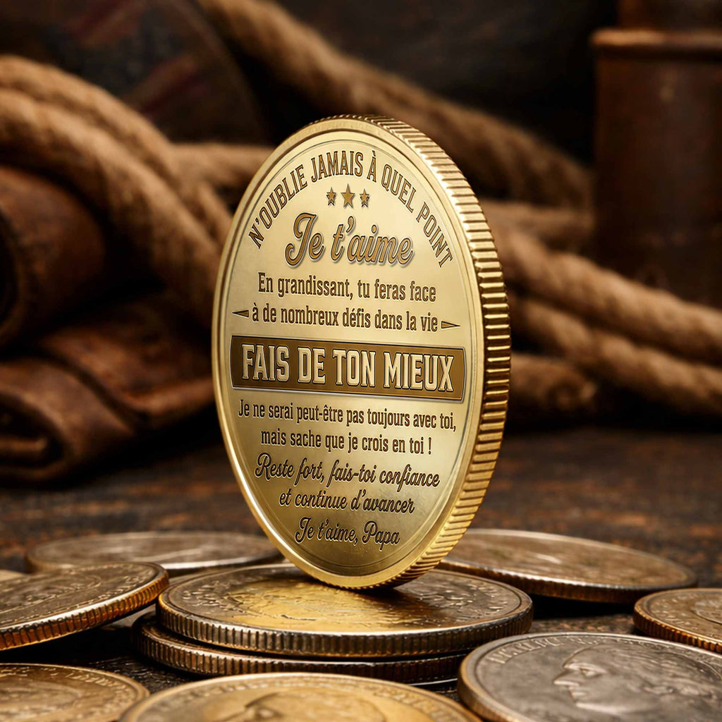 À Mon Fils Fist Bump Custom 3D Gold Effect French Message - Custom Commemorative Coin - SON241_KCOIN
