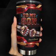To My Son Never Forget How Much I Love You Robot Fist Bump - Personalized Custom Stainless Steel Tumbler 20oz - SON279_USTUM