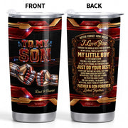 To My Son Never Forget How Much I Love You Robot Fist Bump - Personalized Custom Stainless Steel Tumbler 20oz - SON279_USTUM