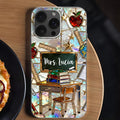 Classroom Inspired Teacher Book and Apple Design - Personalized Clear Phone Case - TEACH070_PHC
