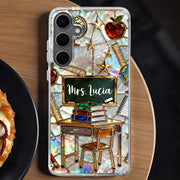 Classroom Inspired Teacher Book and Apple Design - Personalized Clear Phone Case - TEACH070_PHC